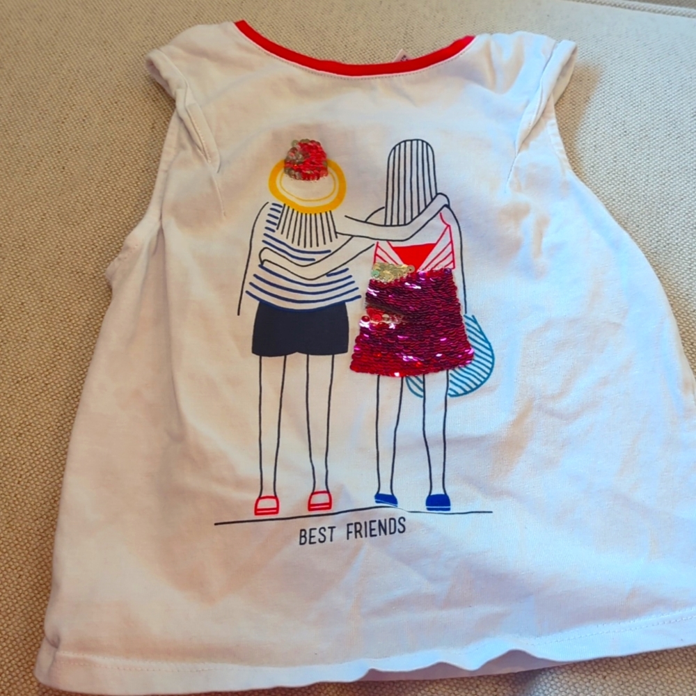Okaidi best friends tank top w/sequins (size 6)